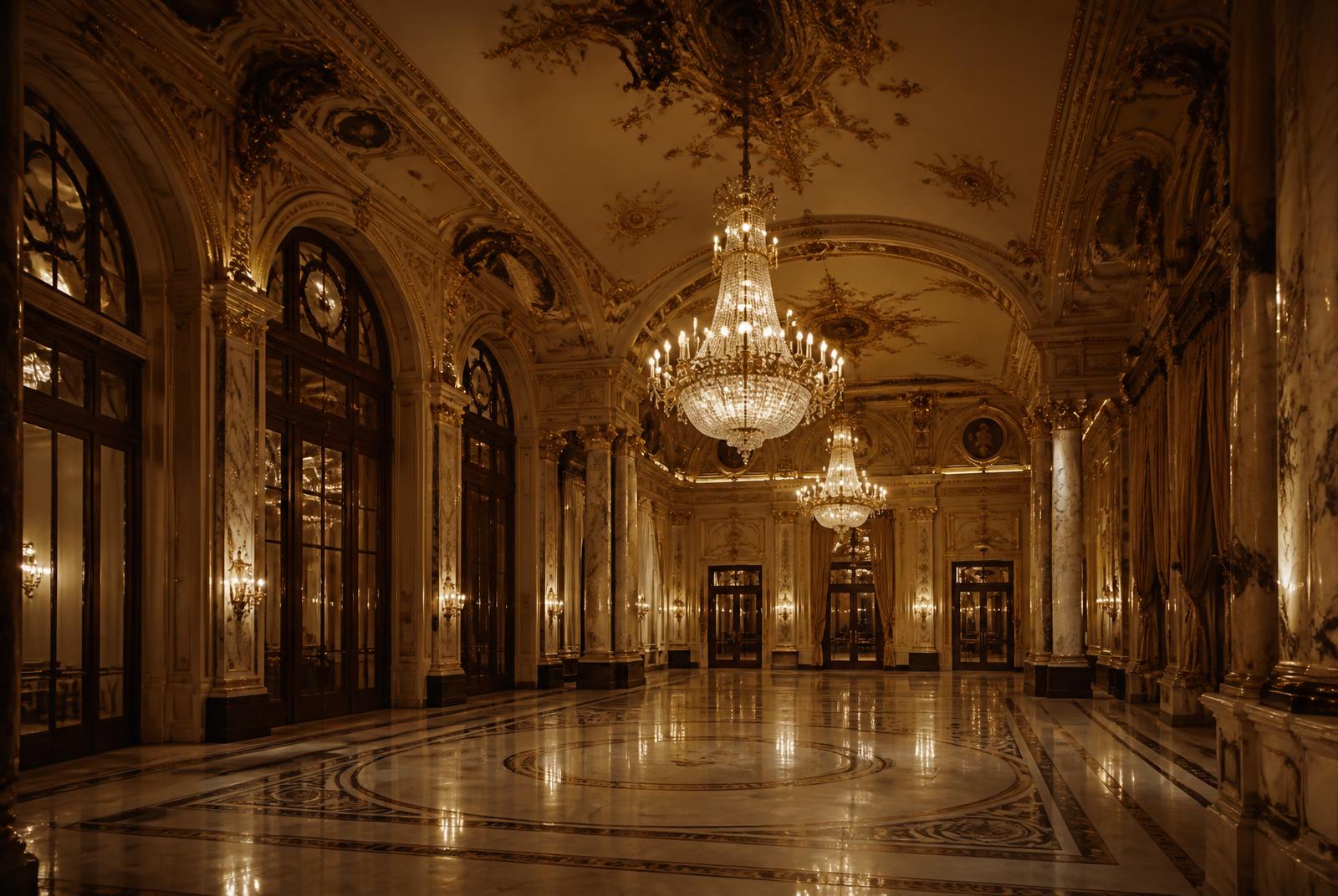 Grand belle époque ballroom in Bucharest